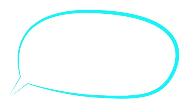 Animated blue blank speech bubble symbol. Doodle of chat balloon with copy space. Looped video. Linear cloud bubble, dialog balloon, empty conversation message isolated on white background.