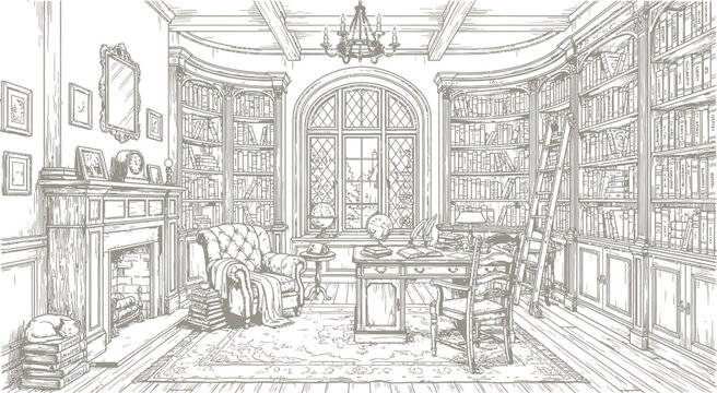 sketch of a house in the city