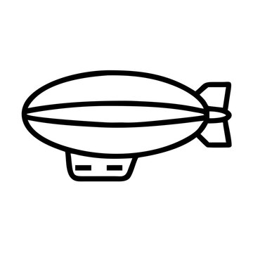 airship blimp line icon, zeppelin aircraft symbol for aviation, sky transport and vintage flight concept, outline vector design