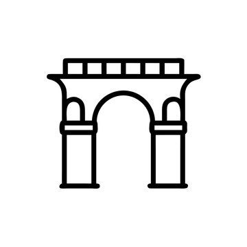 arc de triomphe line icon, paris landmark symbol for french travel, architecture and monument concept, outline vector design