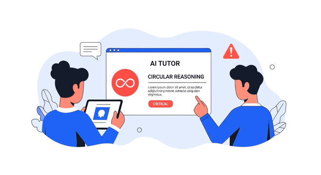 AI Tutor Platform Displaying Circular Reasoning Error Illustration