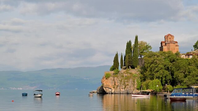 Church of Saint John at Kaneo overlooking Lake Ohrid in Macedonia