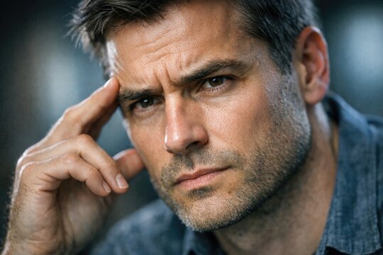 A close-up shot of a person's hand on their head, suggesting contemplation or concern
