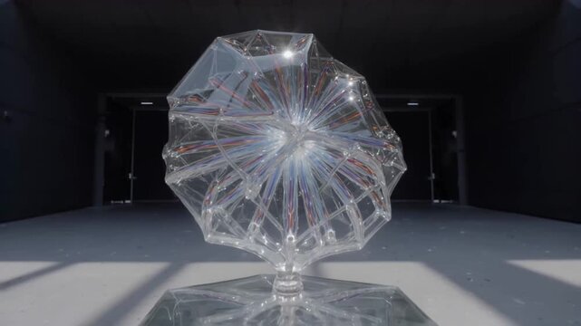 Handgeblasene Glas-Skulptur mit internen Farbwirbeln