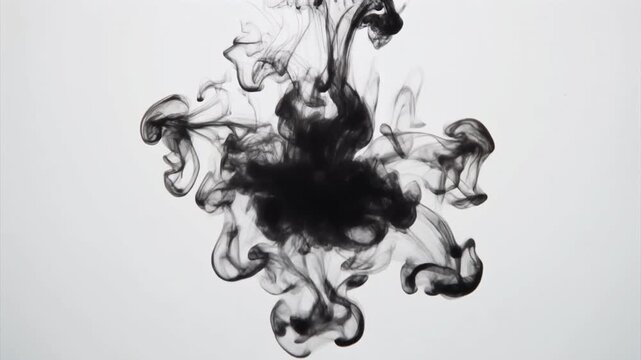 Black Ink Dropping and Spreading in Clear Water