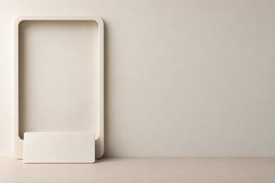 Blank portrait frame with a separate attribution card