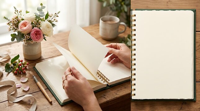 New year goal setting and planning in a blank spiral notebook