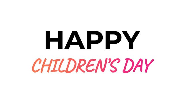  Happy Children&rsquo;s Day Greeting Text in Black and Coral Typography on White Background