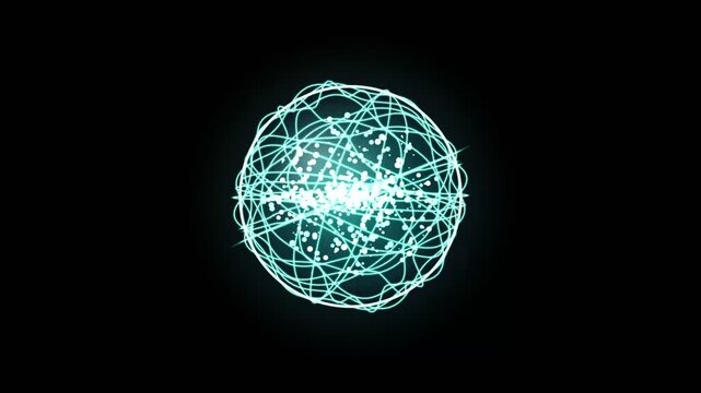 Abstract futuristic glowing network sphere with interconnected light lines design