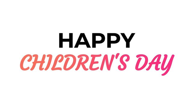  Happy Children&rsquo;s Day Greeting Text in Black and Coral Typography on White Background