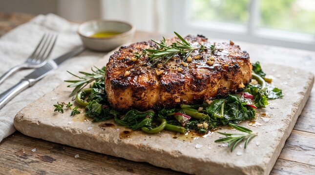 Pan Seared Herb Crusted Breadfruit Steak Vegan Entree