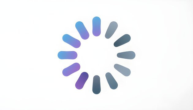 Circular Loading Spinner Icon with Blue and Purple Gradient Bars