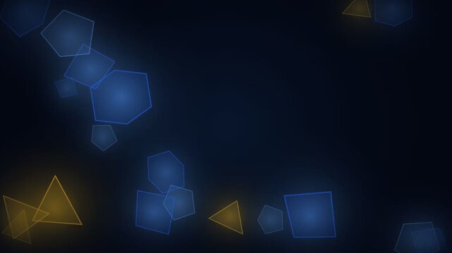 Blue floating geometric shard background on a dark backdrop, angular crystal shards turning slowly in weightless depth, slow seamless loop, no text and no numbers, abstract technology motion