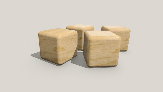 3d wooden cubes with shadow
