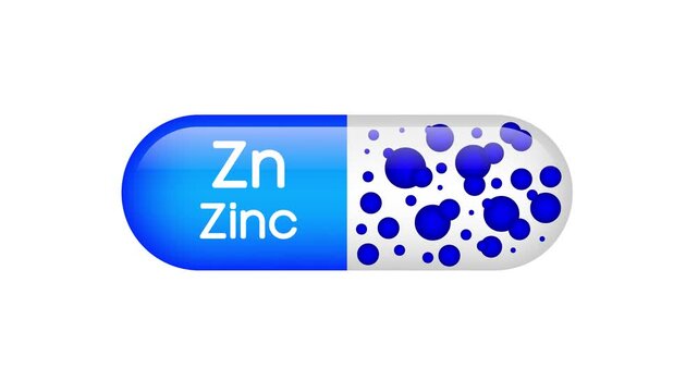 Zinc mineral supplement dissolving inside a pill