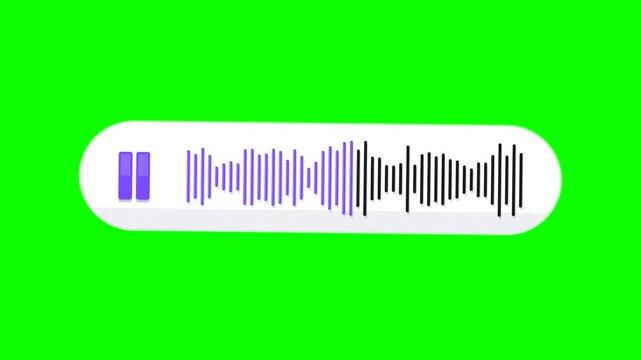 Animated audio voice message waveform with play button on green screen for social media communication.