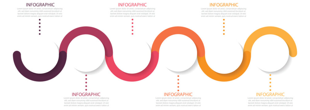 Steps business data visualization timeline process infographic template design with icons Vector illustration.