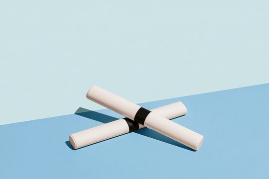 Semaglutide glp-1 pens for weight loss and blood sugar, two blank white injectors lying crossed on a smooth blue surface with copy space