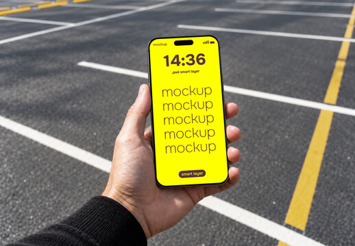 Hand holding smartphone outdoor