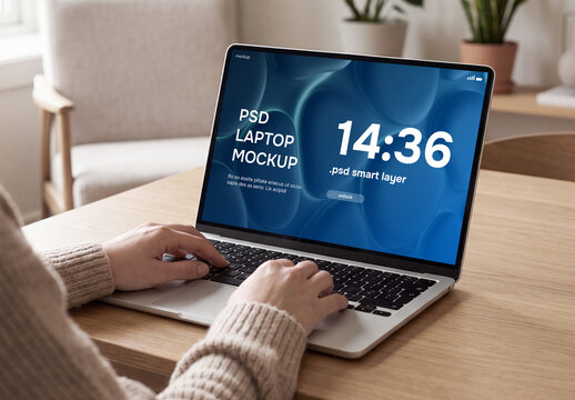 Person working on a laptop mockup