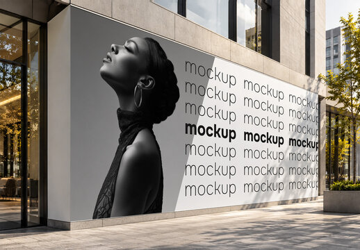 Outdoor advertising wall mockup