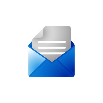 Minimalist blue envelope with white paper symbolizing email, messaging, and digital communication