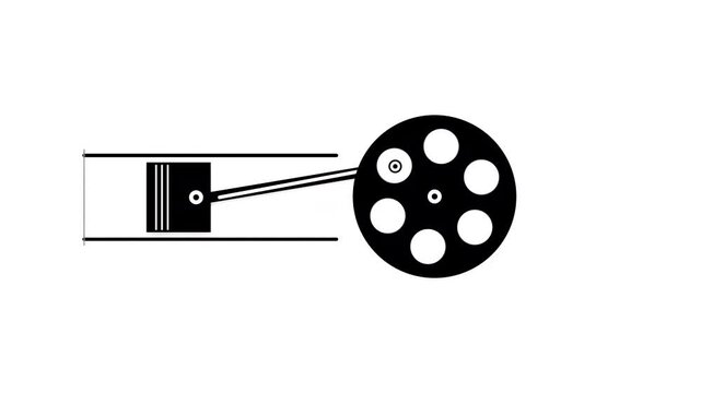 Mechanical piston and crankshaft rotation stages diagram