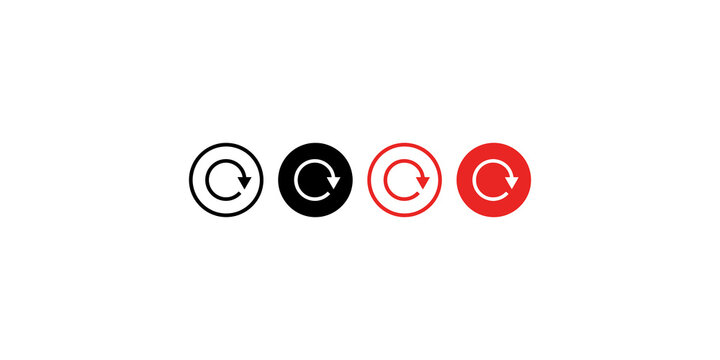 Set of four circular arrow icons in black and red for refresh or repeat actions.