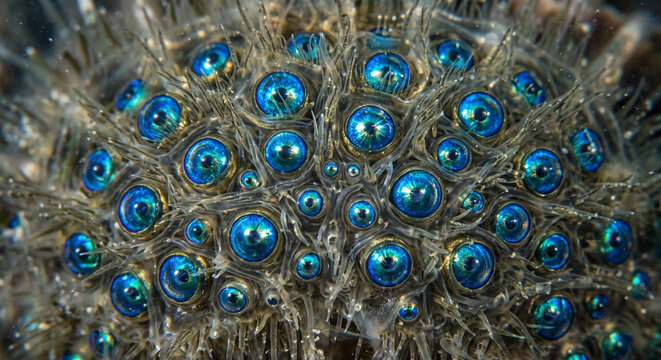 Detailed Scallop Mantle With Glowing Blue Ocelli and Sensory Tentacles
