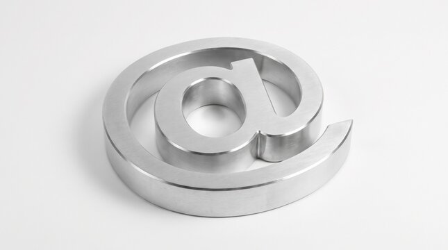 Metallic at sign symbol isolated on white background for digital