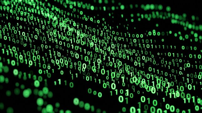 Green Binary Code Data Stream Wave