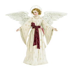 Fototapeta premium PNG Vintage Christmas angel illustration with wings and burgundy sash