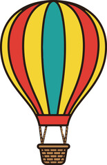 Colorful hot air balloon floating in the sky with basket © 2h.designer07