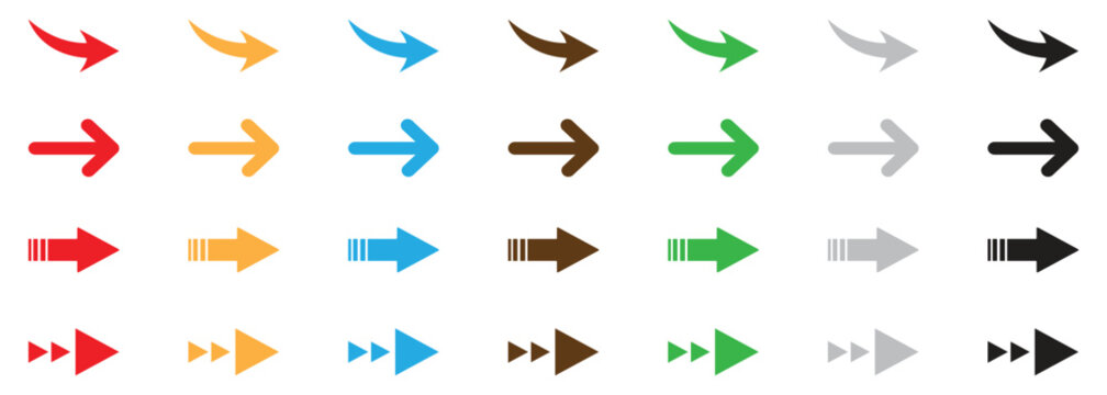 Arrows colorful set .Arrows. Arrow icon. Colorful arrows  .vector icon. Arrows vector collection. Vector illustration.