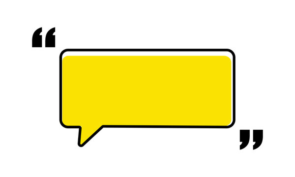 Yellow speech bubble with quotation marks isolated on transparent background