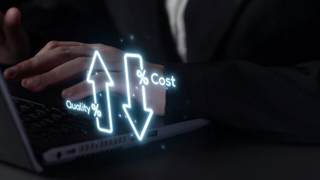 Business concept showing cost reduction and quality increase using Lean, Six Sigma, and Total Quality Management (TQM) to enhance efficiency, value, and customer satisfaction. Muxer