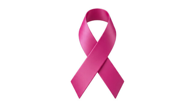 Pink ribbon symbol for breast cancer awareness and health support isolated on transparent background