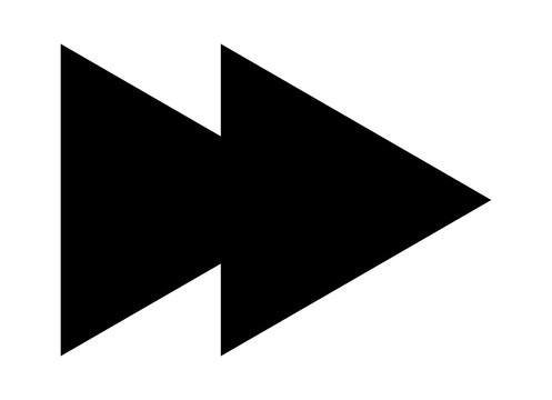 Black double right arrow symbol representing fast forward and move next isolated on background