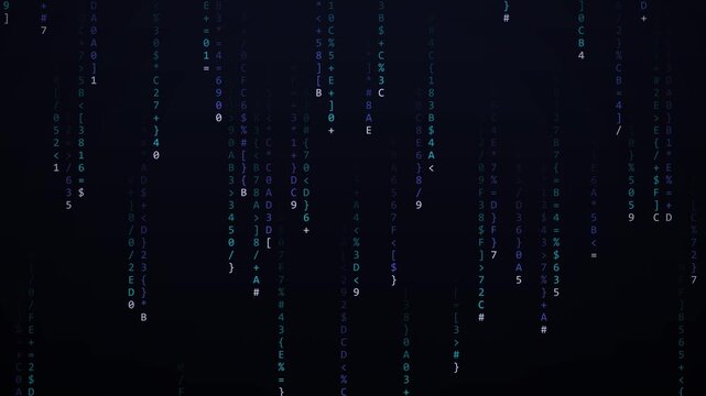 Ocean Blue Digital Code Rain, Seamless Loop Animated Background 4K