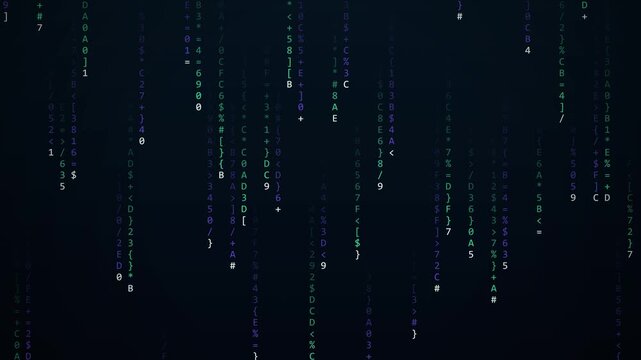 Ocean Blue Digital Code Rain, Seamless Loop Animated Background 4K