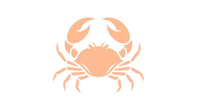 Minimalist peach crab icon isolated on white background for zodiac