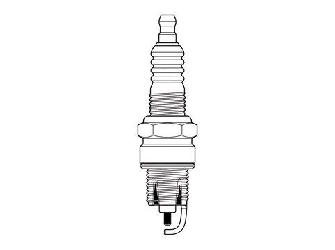 Detailed Spark Plug Line Art Drawing - Automotive Engine Ignition Component