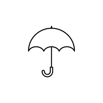 Simple Umbrella Line Art Icon | Minimalist Rain Protection Vector Illustration