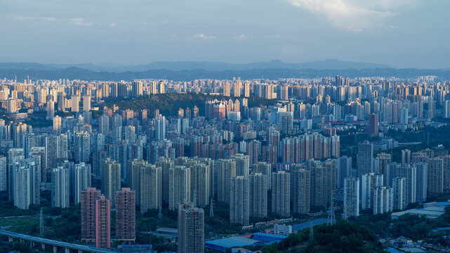Aerial Panorama of Chongqing City Skyline and High-Rise Buildings
