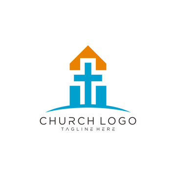 Modern Church Logo Design with Cross and Roof Elements.