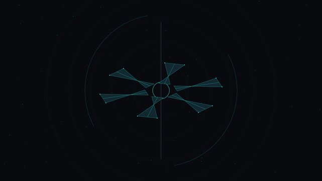 Sci fi spaceship propulsion system in zero gravity orbit with