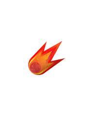 Meteorite burning with fiery trail in vector illustration isolated on white background © thipphakone