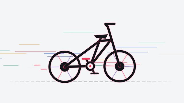 Minimalist bicycle animation: modern flat motion for urban transport bike cycling d