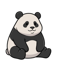 Cute hand drawn panda bear sitting isolated on white background © thipphakone