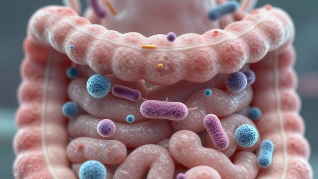 Digestive Microbiota Bacteria, Microbiome cells colonizing the digestive tract